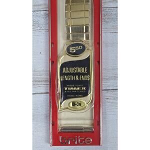 VTG NOS BRITE Gold Tone Adjustable Expansion Watch Band B-39 L-5 1/4" W-5/8"